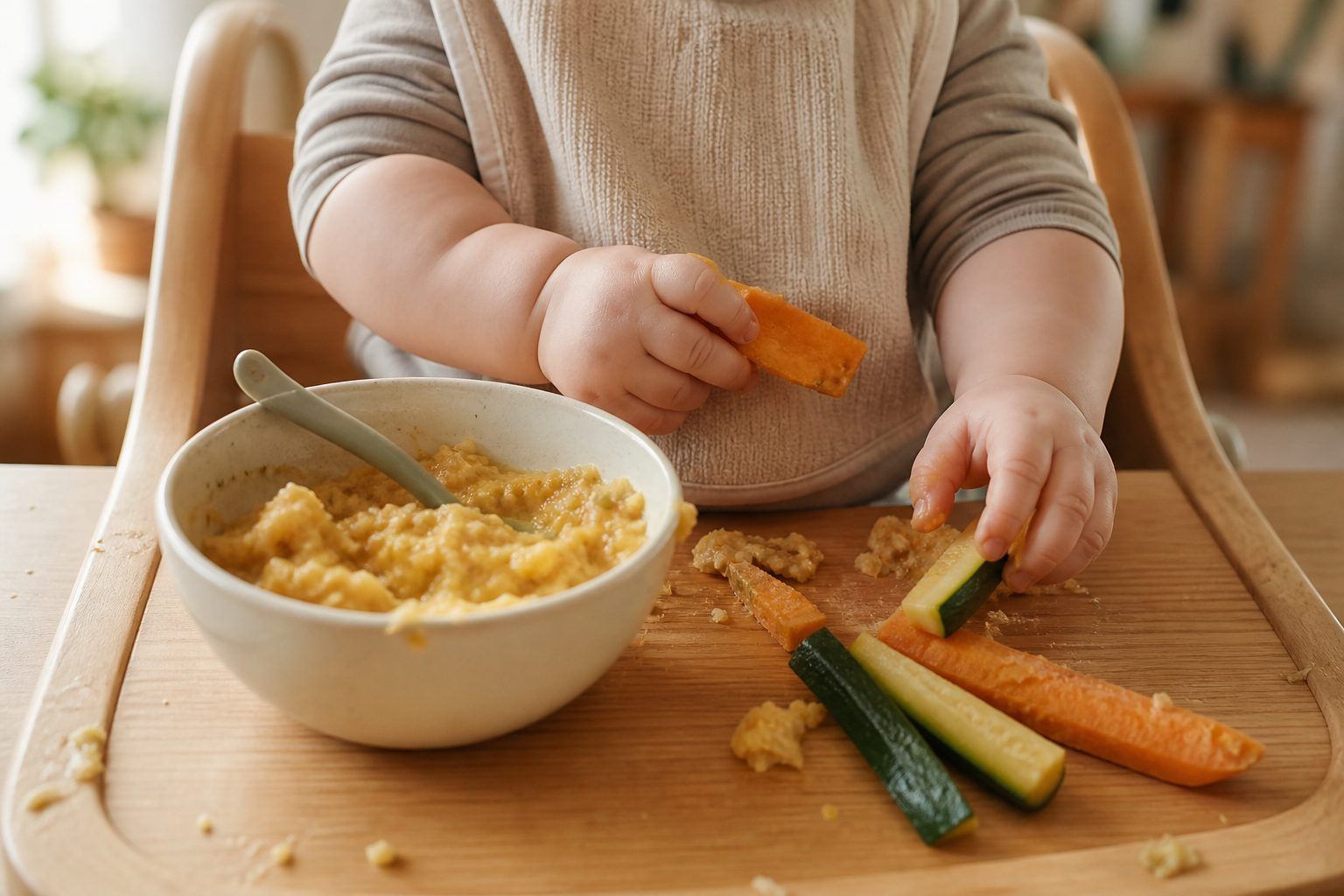 Textures entre 8 et 10 mois : passer des purées aux morceaux fondants